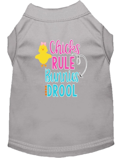 Chicks Rule Screen Print Dog Shirt Grey Lg