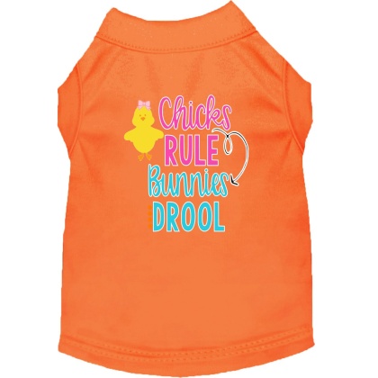 Chicks Rule Screen Print Dog Shirt Orange Lg