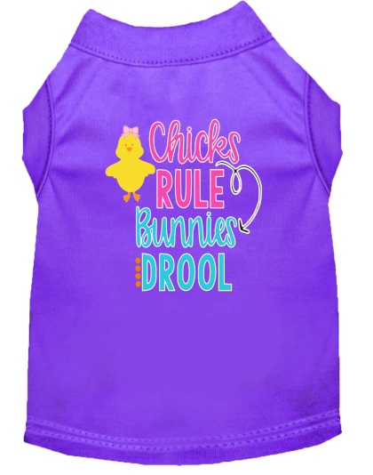 Chicks Rule Screen Print Dog Shirt Purple Lg