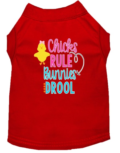 Chicks Rule Screen Print Dog Shirt Red Lg