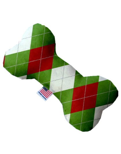 Christmas Argyle 10 Inch Bone Dog Toy