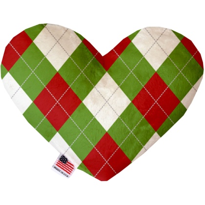 Christmas Argyle 6 Inch Canvas Heart Dog Toy