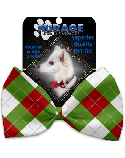 Christmas Argyle Pet Bow Tie Collar Accessory with Velcro