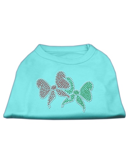 Christmas Bows Rhinestone Shirt Aqua L