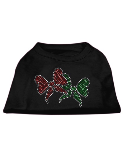 Christmas Bows Rhinestone Shirt Black L