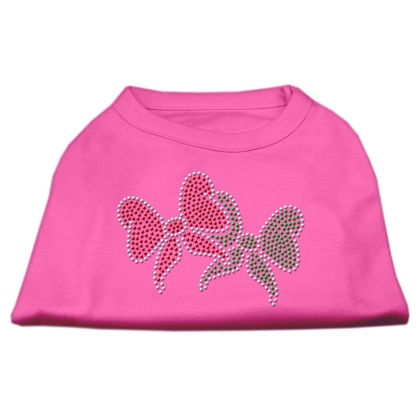 Christmas Bows Rhinestone Shirt Bright Pink L