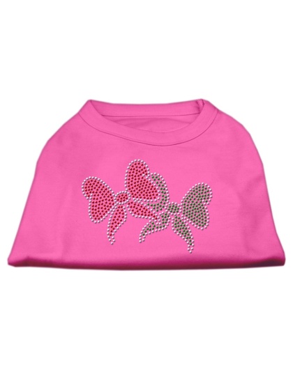 Christmas Bows Rhinestone Shirt Bright Pink L