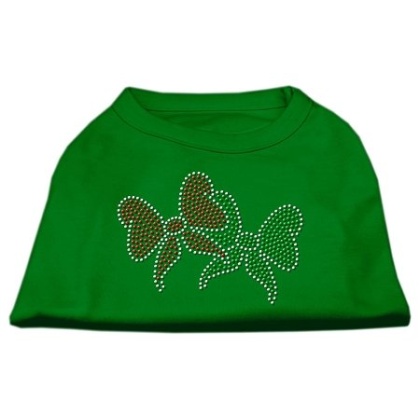 Christmas Bows Rhinestone Shirt Emerald Green Lg