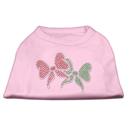 Christmas Bows Rhinestone Shirt Light Pink L