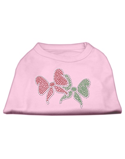 Christmas Bows Rhinestone Shirt Light Pink L