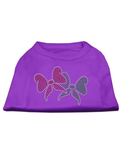 Christmas Bows Rhinestone Shirt Purple L