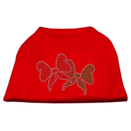 Christmas Bows Rhinestone Shirt Red L