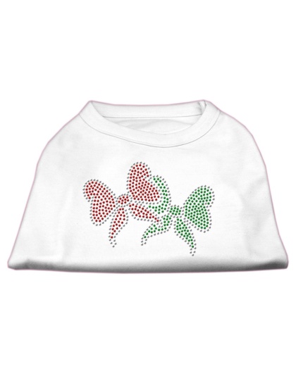 Christmas Bows Rhinestone Shirt White L