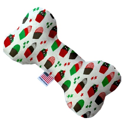 Christmas Cupcakes 10 Inch Canvas Bone Dog Toy