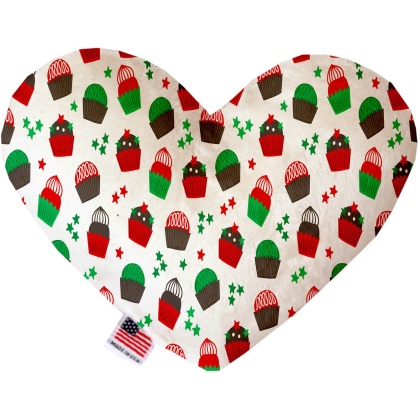 Christmas Cupcakes 6 Inch Canvas Heart Dog Toy