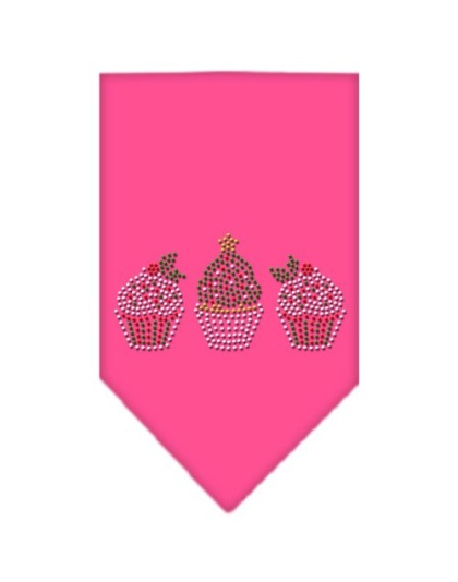 Christmas Cupcakes Rhinestone Bandana Bright Pink Large