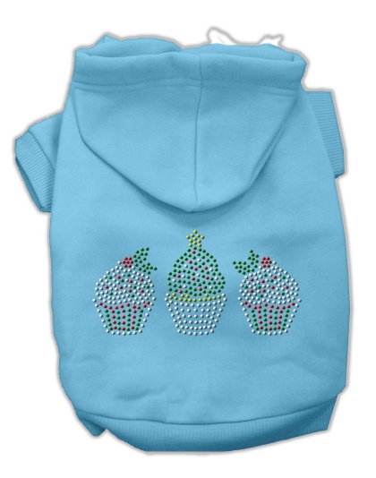 Christmas Cupcakes Rhinestone Hoodie Baby Blue L