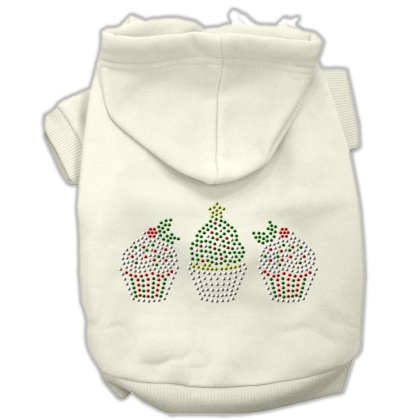 Christmas Cupcakes Rhinestone Hoodie Cream L