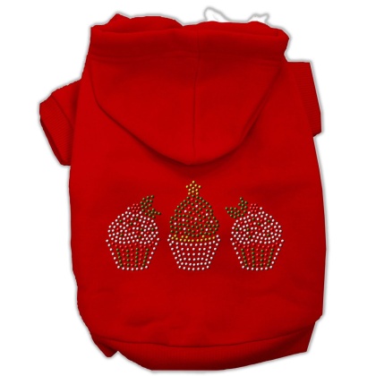 Christmas Cupcakes Rhinestone Hoodie Red L