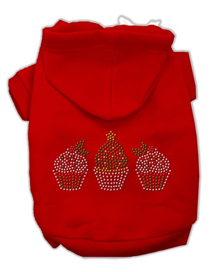 Christmas Cupcakes Rhinestone Hoodie Red L