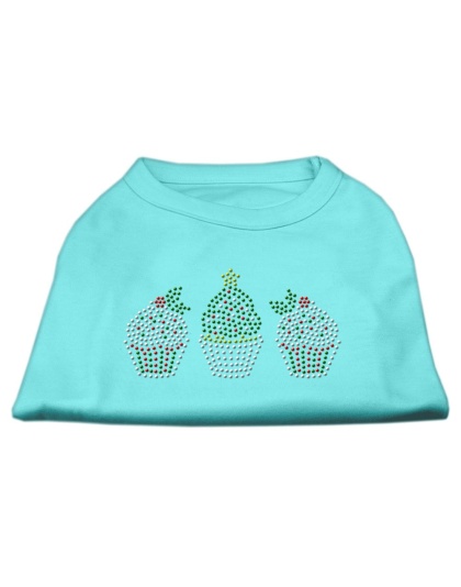 Christmas Cupcakes Rhinestone Shirt Aqua L