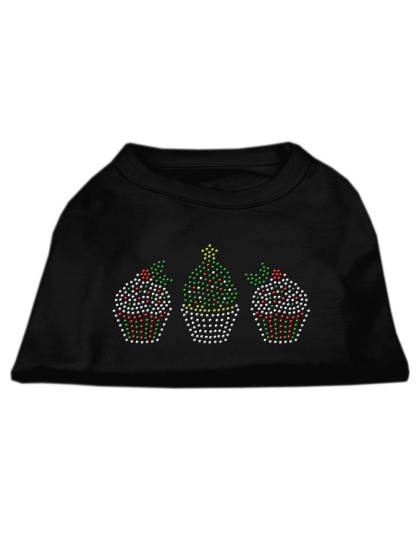 Christmas Cupcakes Rhinestone Shirt Black L