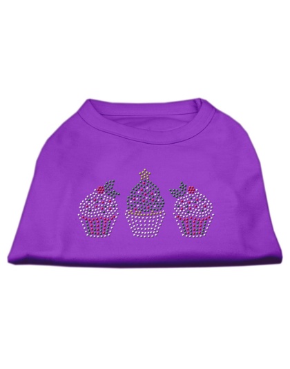 Christmas Cupcakes Rhinestone Shirt Purple L