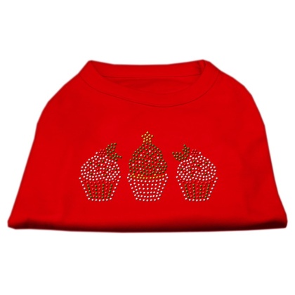 Christmas Cupcakes Rhinestone Shirt Red L