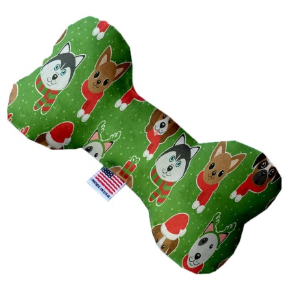 Christmas Dogs 10 Inch Canvas Bone Dog Toy