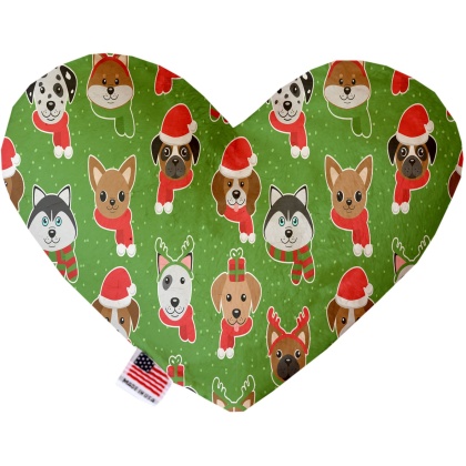 Christmas Dogs 6 Inch Canvas Heart Dog Toy