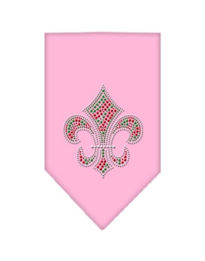 Christmas Fleur De Lis Rhinestone Bandana Light Pink Large