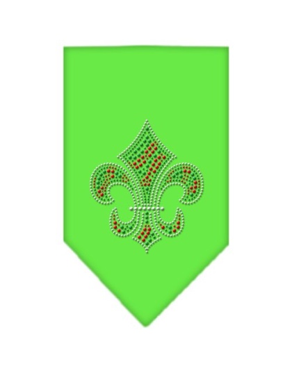 Christmas Fleur De Lis Rhinestone Bandana Lime Green Large