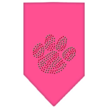 Christmas Paw Rhinestone Bandana Bright Pink Large