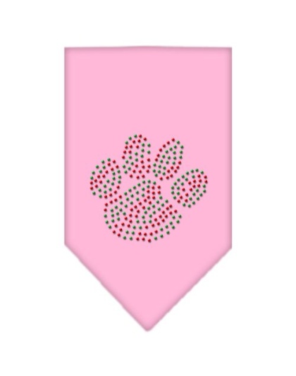 Christmas Paw Rhinestone Bandana Light Pink Large