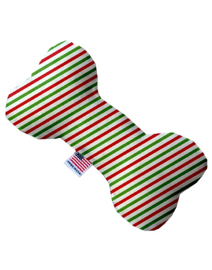 Christmas Pinstripes 10 Inch Canvas Bone Dog Toy