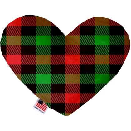 Christmas Plaid 6 Inch Canvas Heart Dog Toy