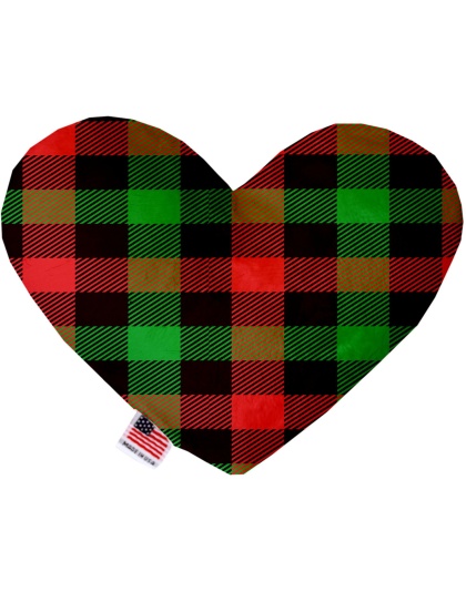 Christmas Plaid 6 Inch Canvas Heart Dog Toy