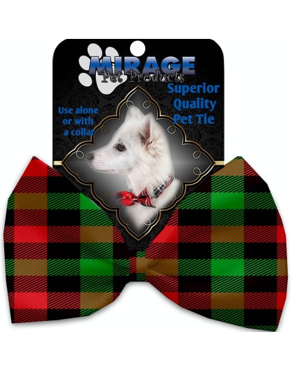 Christmas Plaid Pet Bow Tie Collar Accessory with Velcro