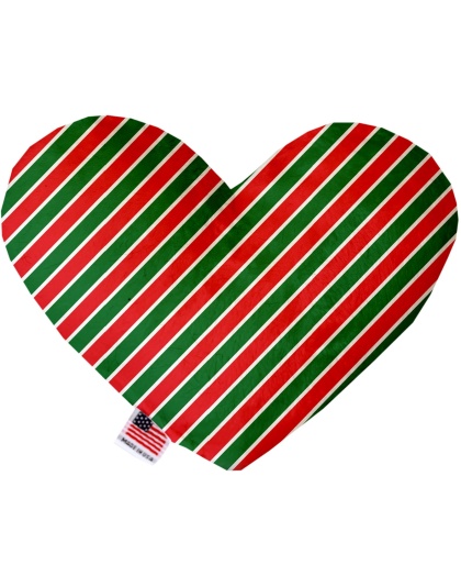 Christmas Stripes 6 Inch Canvas Heart Dog Toy