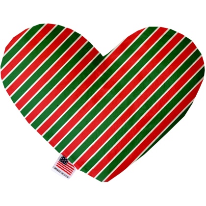 Christmas Stripes 6 Inch Heart Dog Toy