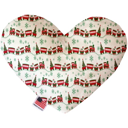 Christmas Trains 6 Inch Canvas Heart Dog Toy