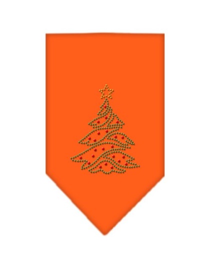 Christmas Tree Rhinestone Bandana Orange Large