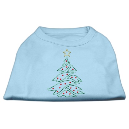 Christmas Tree Rhinestone Shirt Baby Blue L