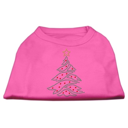 Christmas Tree Rhinestone Shirt Bright Pink L