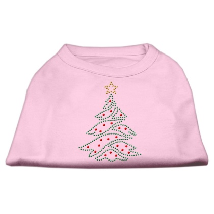 Christmas Tree Rhinestone Shirt Light Pink L