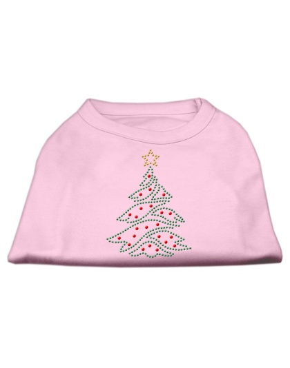 Christmas Tree Rhinestone Shirt Light Pink L