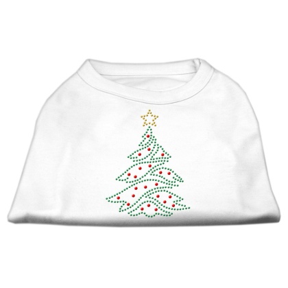 Christmas Tree Rhinestone Shirt White L