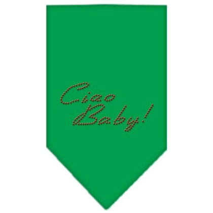 Ciao Baby Rhinestone Bandana Emerald Green Large