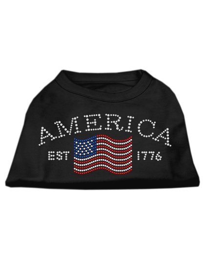 Classic American Rhinestone Shirts Black L