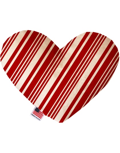 Classic Candy Cane Stripes 6 Inch Canvas Heart Dog Toy